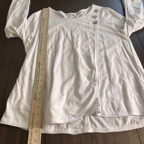 Habitat Clothes to Live In Artsy Lagenlook Top 100% Cotton Knit White Size Small - Picture 4 of 8